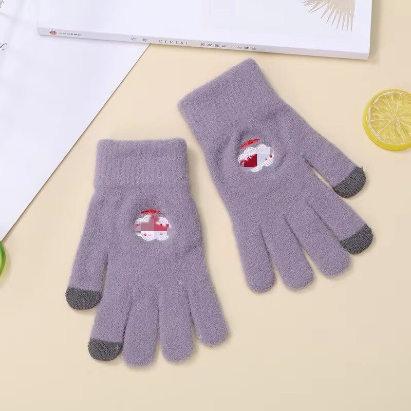 Five-Finger Cycling Gloves Factory - Solid Color Autumn Winter Men and Women Warm Plus Velvet Thick