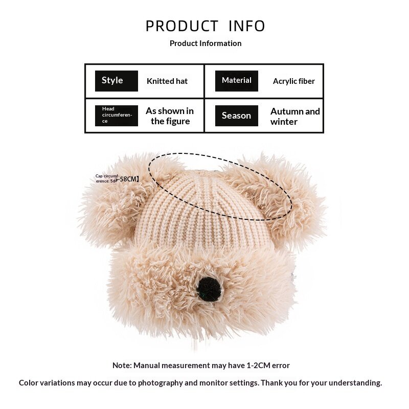 Plush Knitted Hat Factory - OEM/ODM Cute Big Ear Warm Joker Women's Korean Style Spandex
