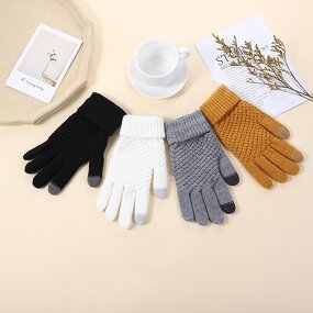 Half Finger Gloves Factory - New Solid Color Warm Autumn Winter Office Cycling Stretchy Cotton