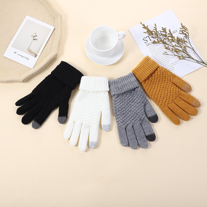 Half Finger Gloves Factory - New Solid Color Warm Autumn Winter Office Cycling Stretchy Cotton