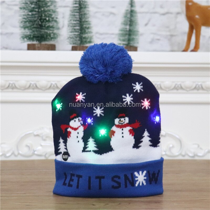 LED Glow Hat Supplier - OEM/ODM Christmas Party Decorations Knitted Light up Beanie Kids