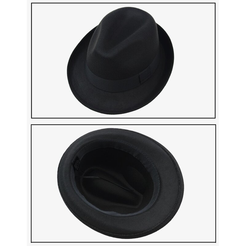 England Jazz Hat Manufacturer - Autumn and Spring New Pure Color Wool Retro Fedora Promotional