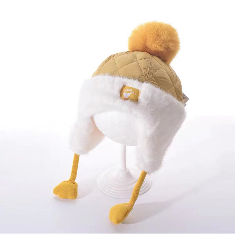 Baby Cap Supplier - Wholesale Winter Cartoon Ear Protection Cute Pompom Warm Windproof