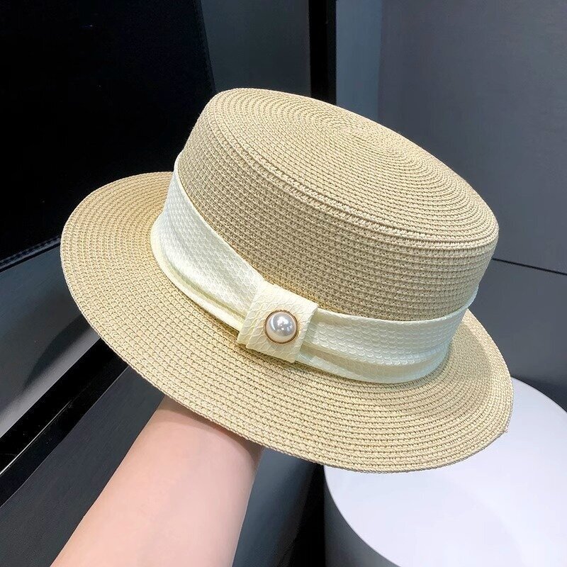 Vintage French Straw Hat Factory - Wholesale Fashion Elegant Sun Shade Flat Hat Ladies Top