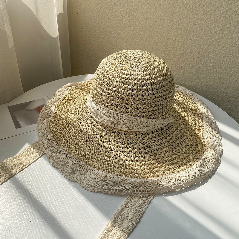 Beach Straw Hats Supplier - Wholesale Summer Sun protection Large Brim with Streamers Shading UV