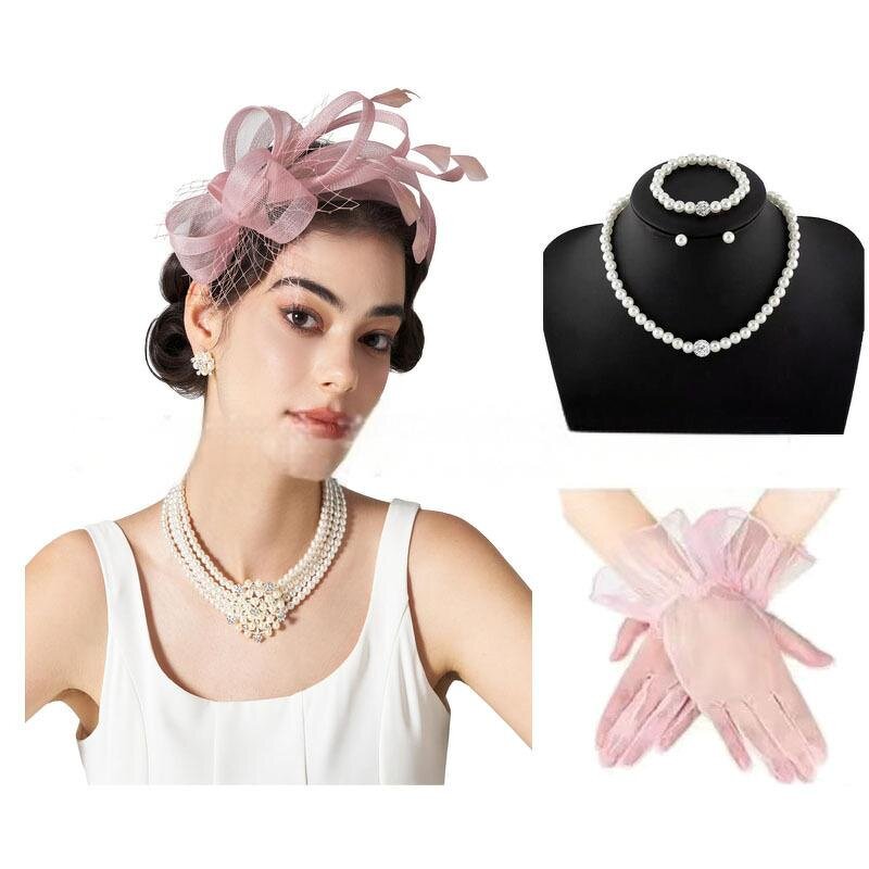 Mesh Headpiece Supplier - High Quality Photography Flower Hair Accessories Race Feather