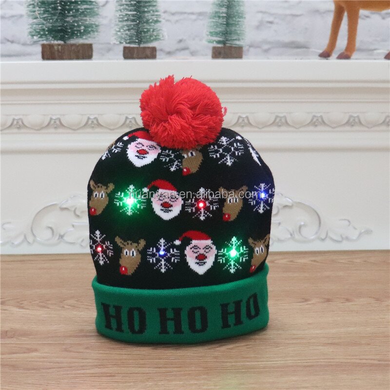 LED Glow Hat Supplier - OEM/ODM Christmas Party Decorations Knitted Light up Beanie Kids