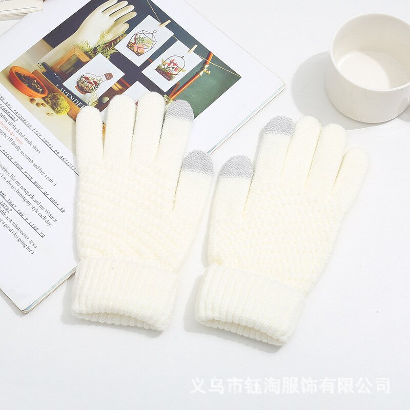 Solid Color Winter Gloves Supplier - Wholesale New Fashion Unisex Warm Plush Knit Fingerless Adult
