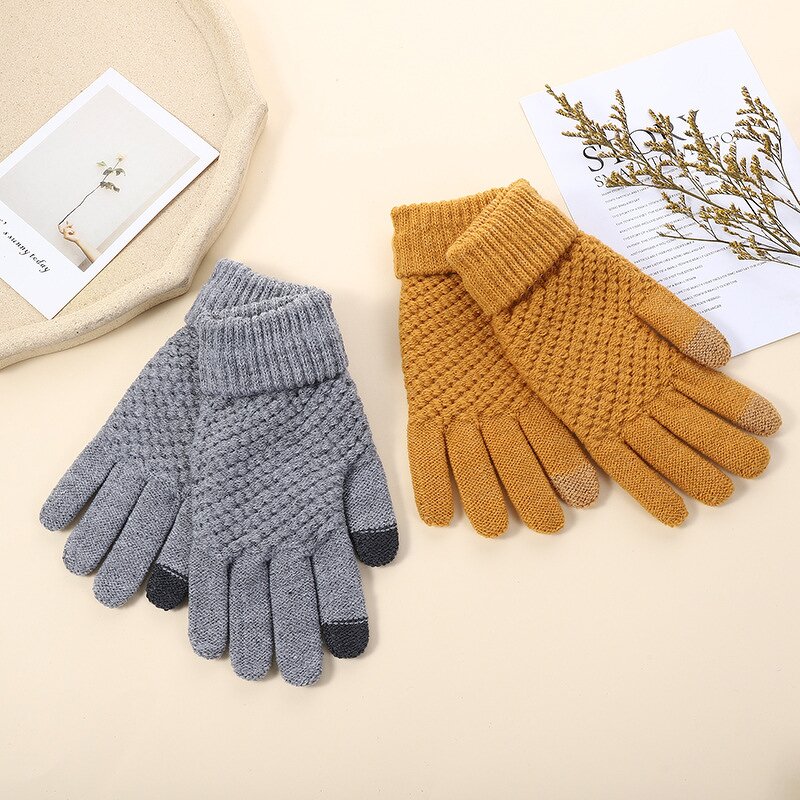 Half Finger Gloves Factory - New Solid Color Warm Autumn Winter Office Cycling Stretchy Cotton