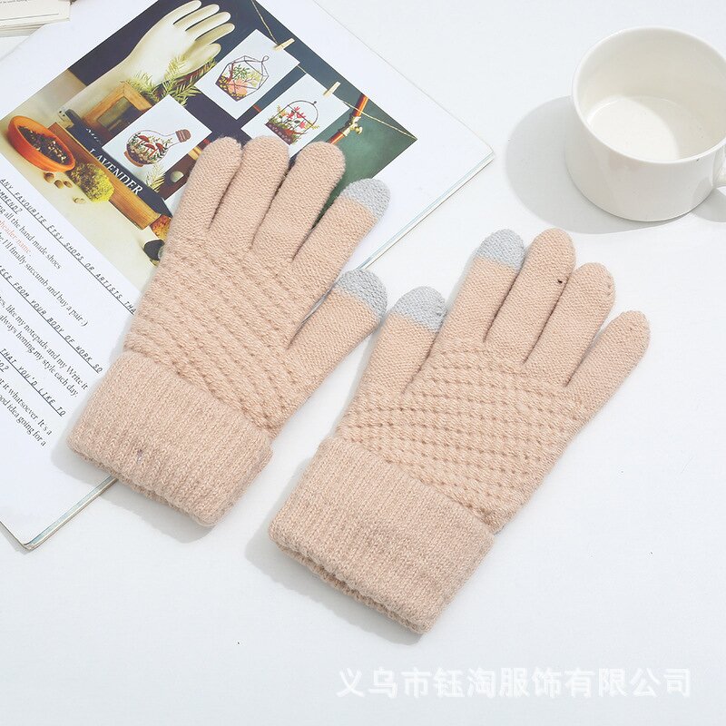 Solid Color Winter Gloves Supplier - Wholesale New Fashion Unisex Warm Plush Knit Fingerless Adult