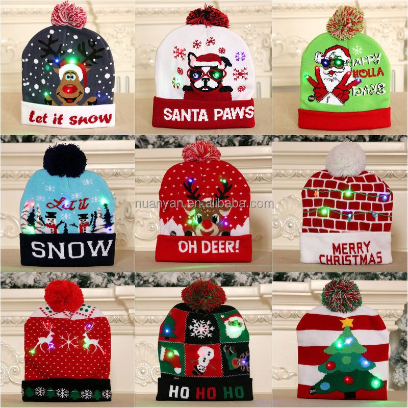 Santa Knitted Hat Factory - Wholesale Premium Boy Long Print Beanie Adult Wool Children