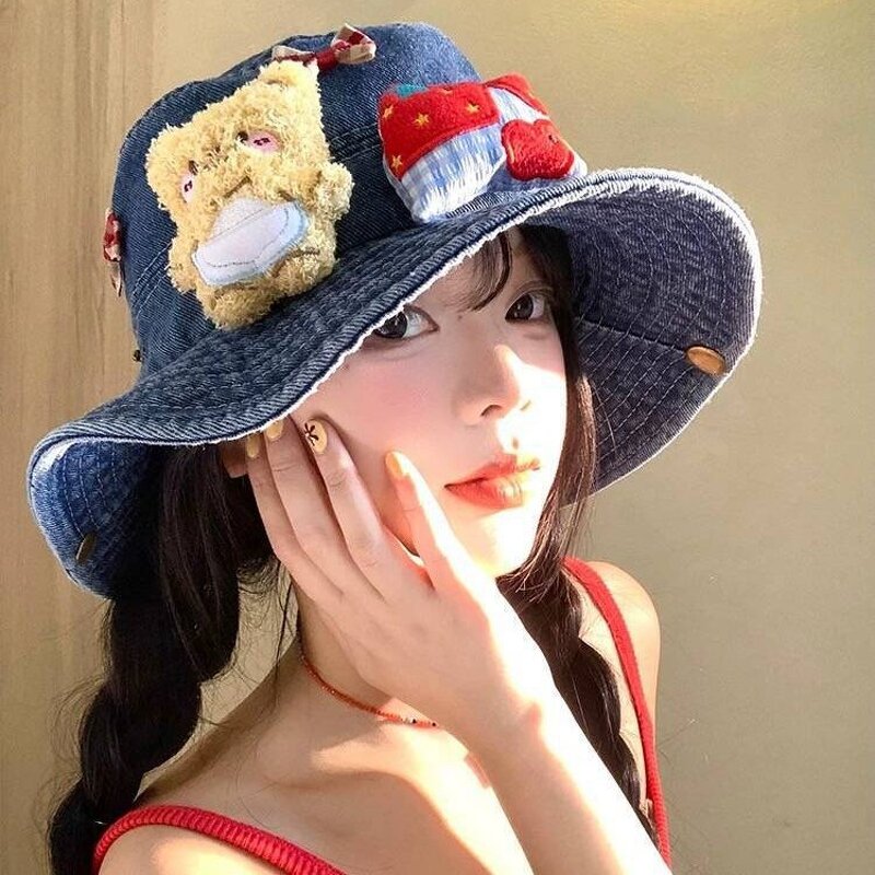 3D Bear Bucket Hat Factory - OEM/ODM High Quality Cute Solid Color Large Brim Face-Slimming