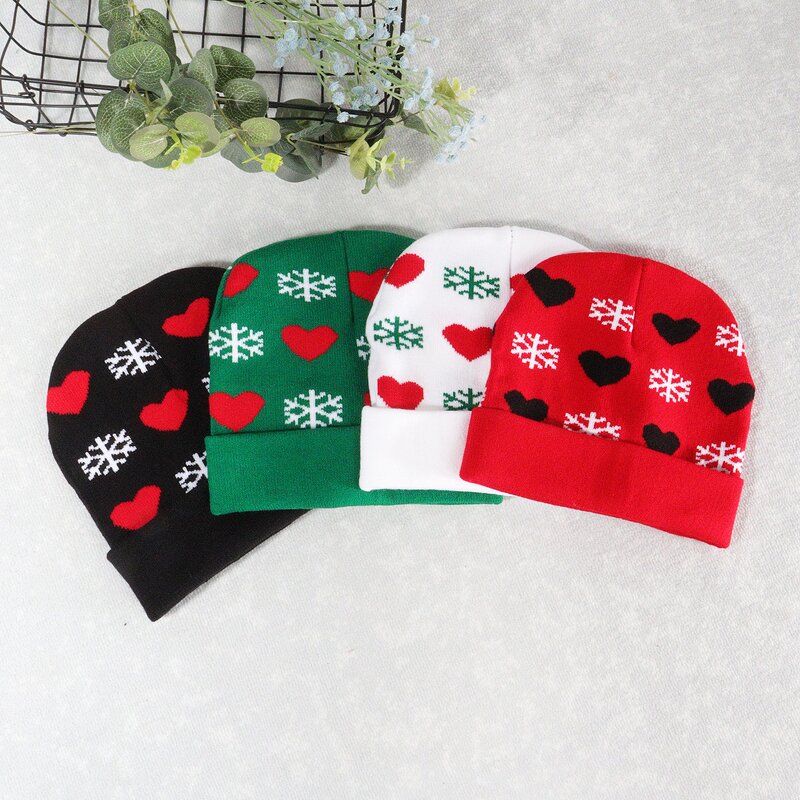 Christmas Knitted Hats Factory - Wholesale New Design Autumn Winter Jacquard Snowflake Love