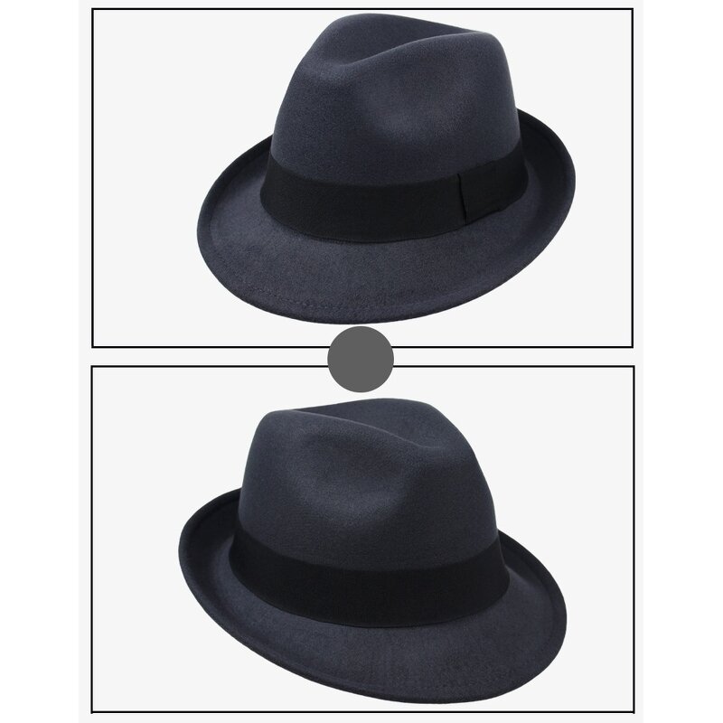 England Jazz Hat Manufacturer - Autumn and Spring New Pure Color Wool Retro Fedora Promotional