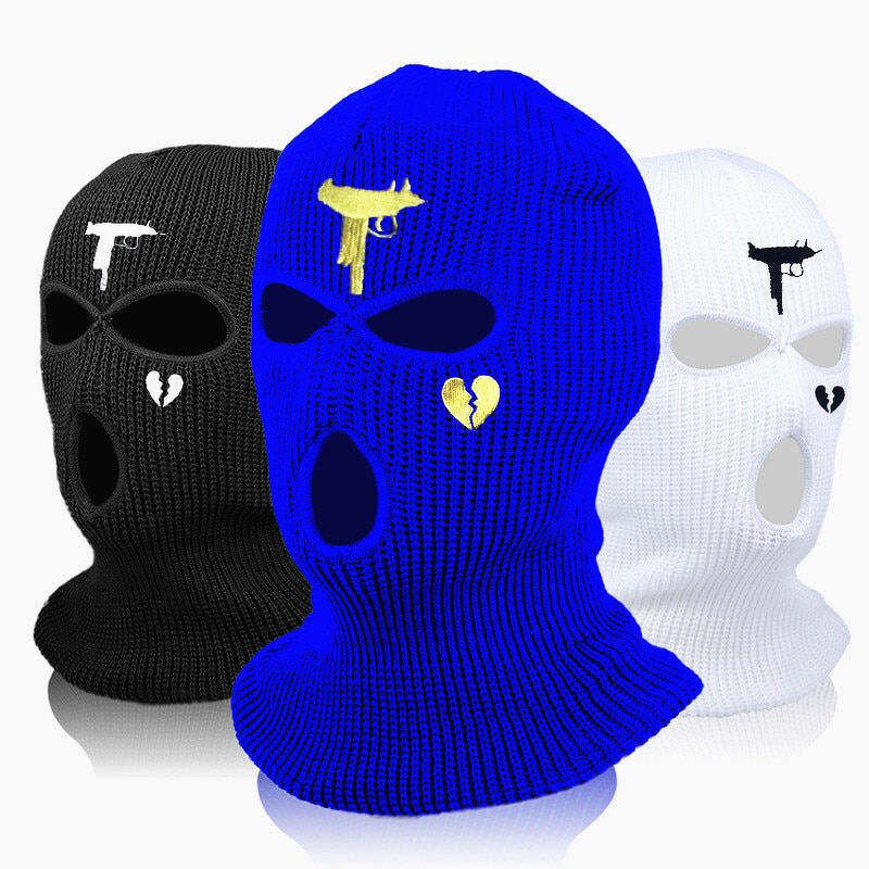 Embroidery Balaclava Supplier - OEM/ODM Custom Design Multi Color Logo Motorcycle 3 Hole Full Face
