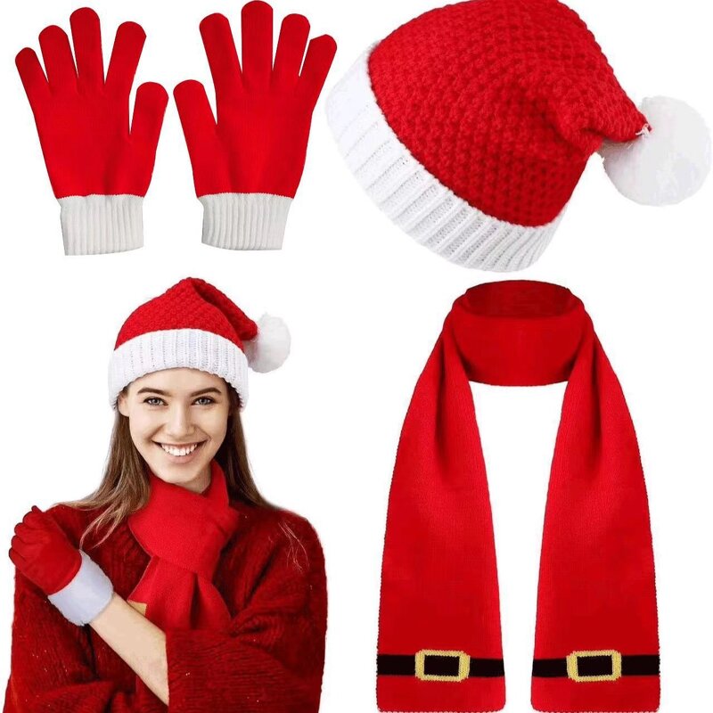 Christmas Hat Set Manufacturer - OEM/ODM 2025 High Quality New with Bell Decoration Red Striped