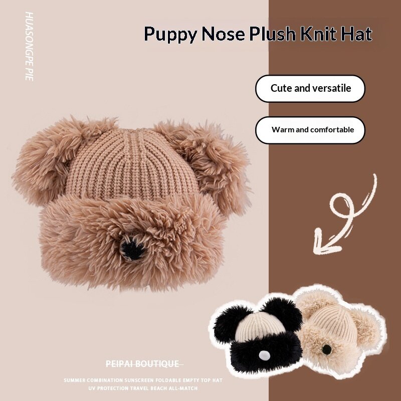 Plush Knitted Hat Factory - OEM/ODM Cute Big Ear Warm Joker Women's Korean Style Spandex