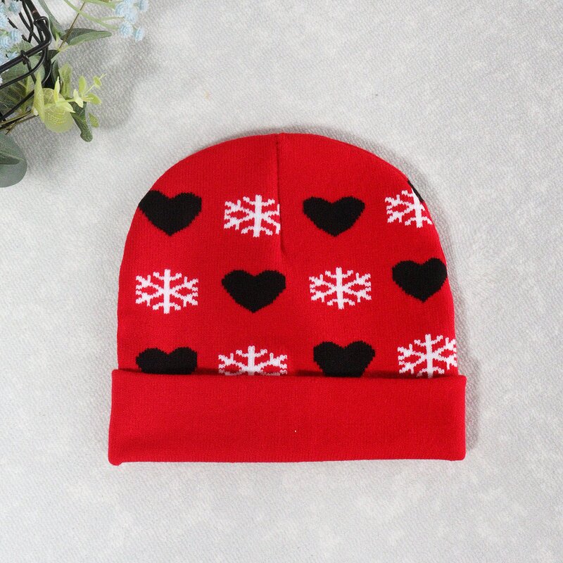 Christmas Knitted Hats Factory - Wholesale New Design Autumn Winter Jacquard Snowflake Love