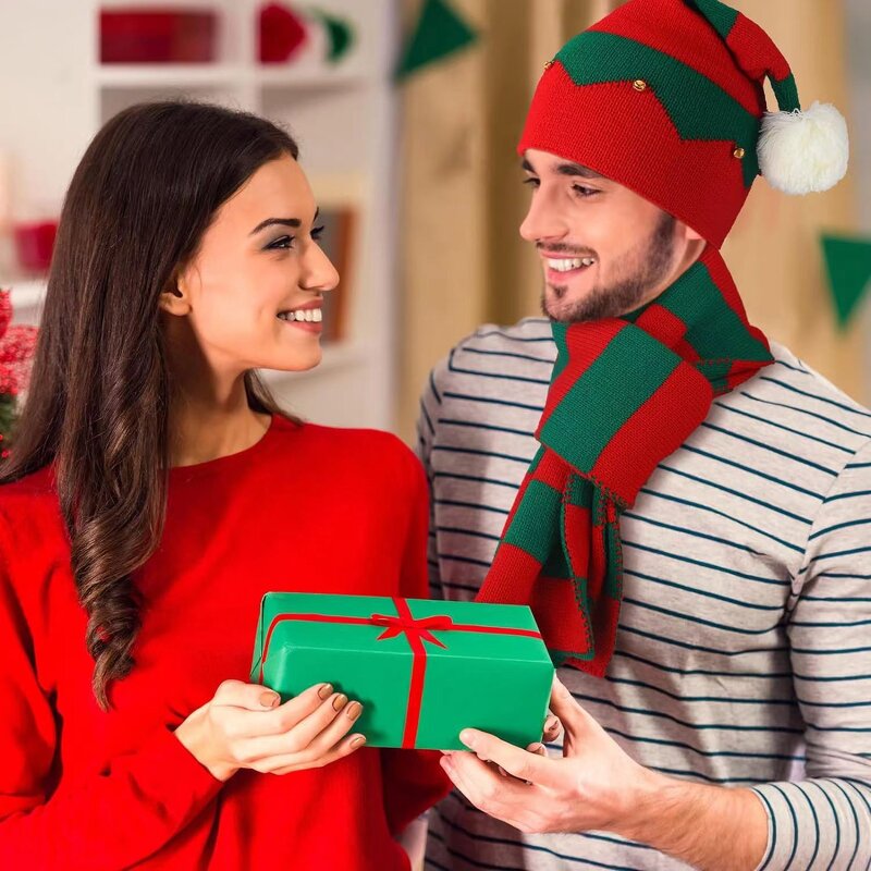 Christmas Hat Set Manufacturer - OEM/ODM 2025 High Quality New with Bell Decoration Red Striped