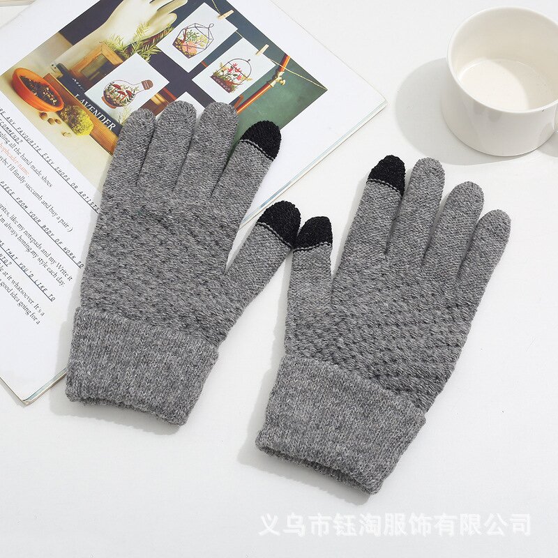 Solid Color Winter Gloves Supplier - Wholesale New Fashion Unisex Warm Plush Knit Fingerless Adult