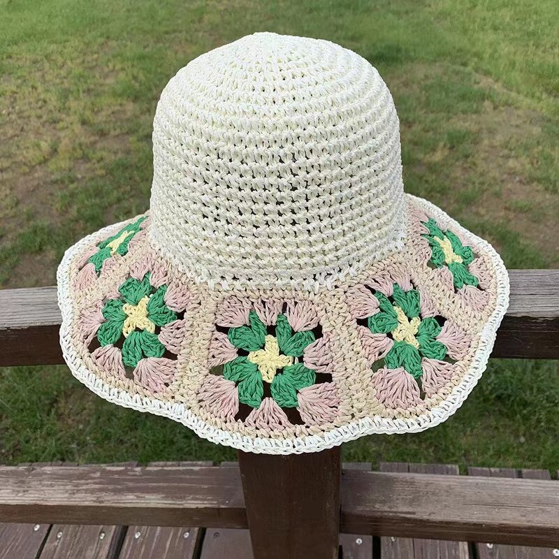 Seaside Beach Straw Hat Supplier - 2025 New Seaside Vacation Leisure Travel Handmade Flower