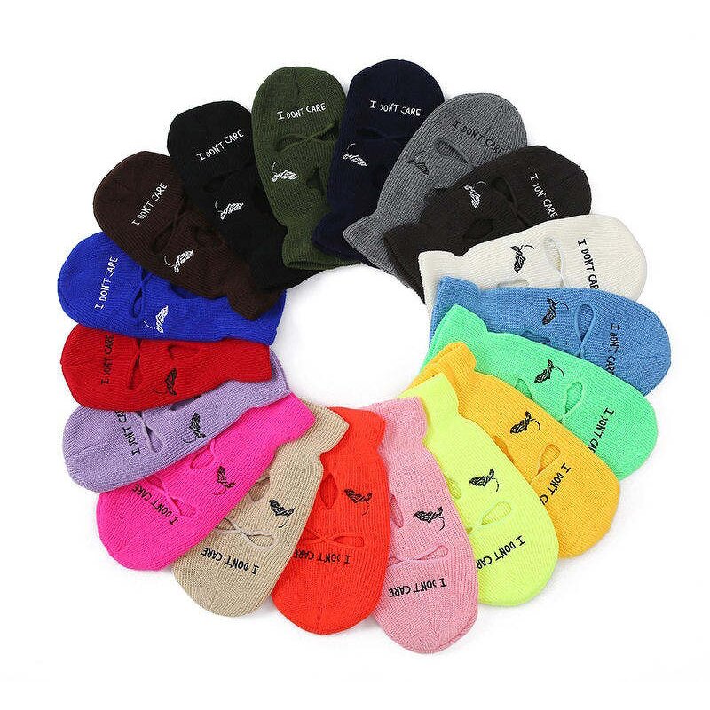 Embroidery Balaclava Supplier - OEM/ODM Custom Design Multi Color Logo Motorcycle 3 Hole Full Face
