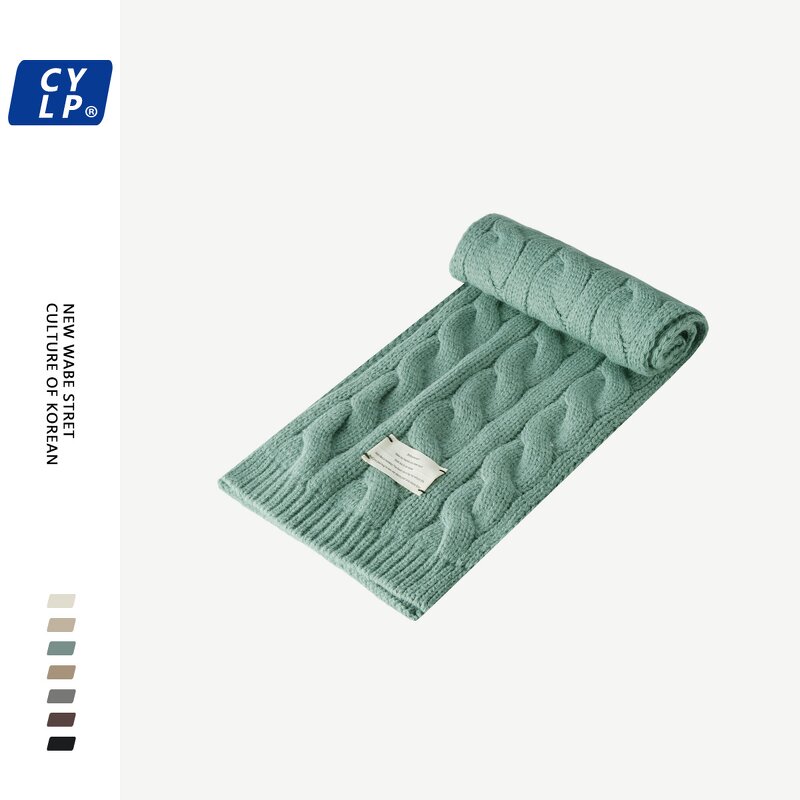 Ins Girly Heart Scarf Supplier - Winter Fashion Twist Wool Ladies Student Solid Color Warm Knit