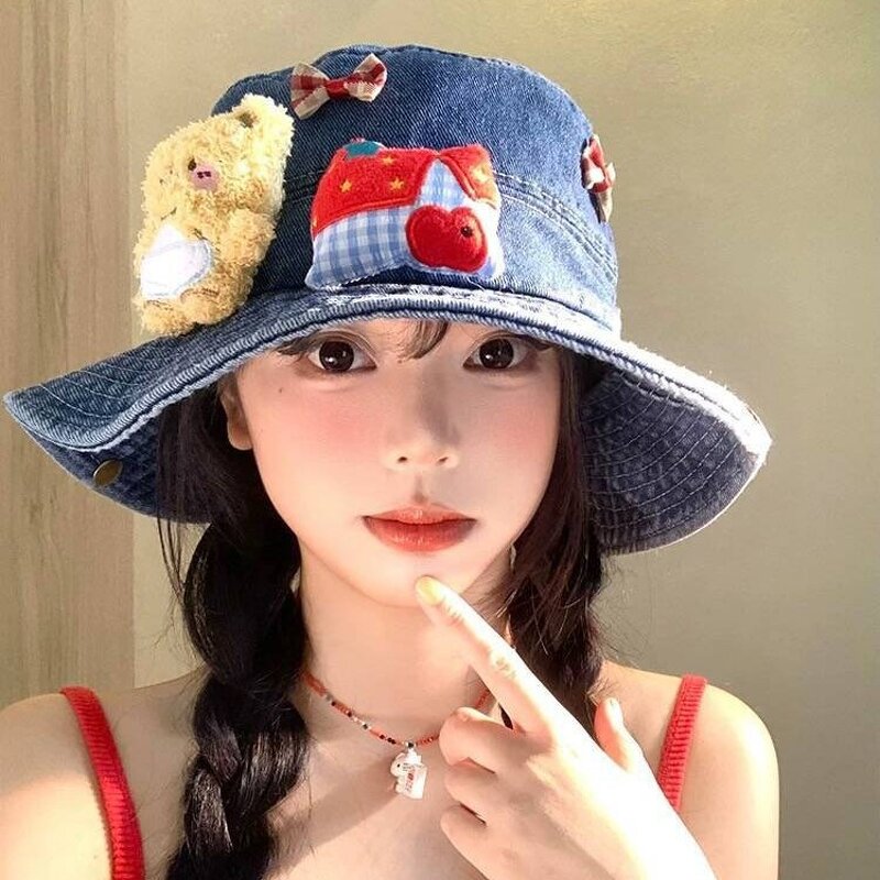 3D Bear Bucket Hat Factory - OEM/ODM High Quality Cute Solid Color Large Brim Face-Slimming