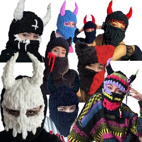 Camouflage Knitted Mask Supplier - OEM/ODM Explosive Personality Funny Yarn Hat Camo Head Cover