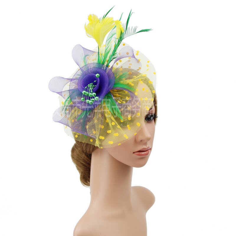 Korean European Style Hat Supplier - Wholesale Feather Felt Flowers Veil Caps Festival Headwear