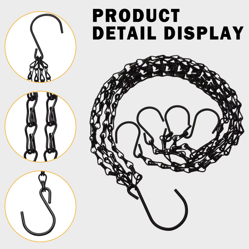 Iron Hanging Basket Chain Factory - 40cm with 3 Hooks Hydroponic Plant Grow Basin