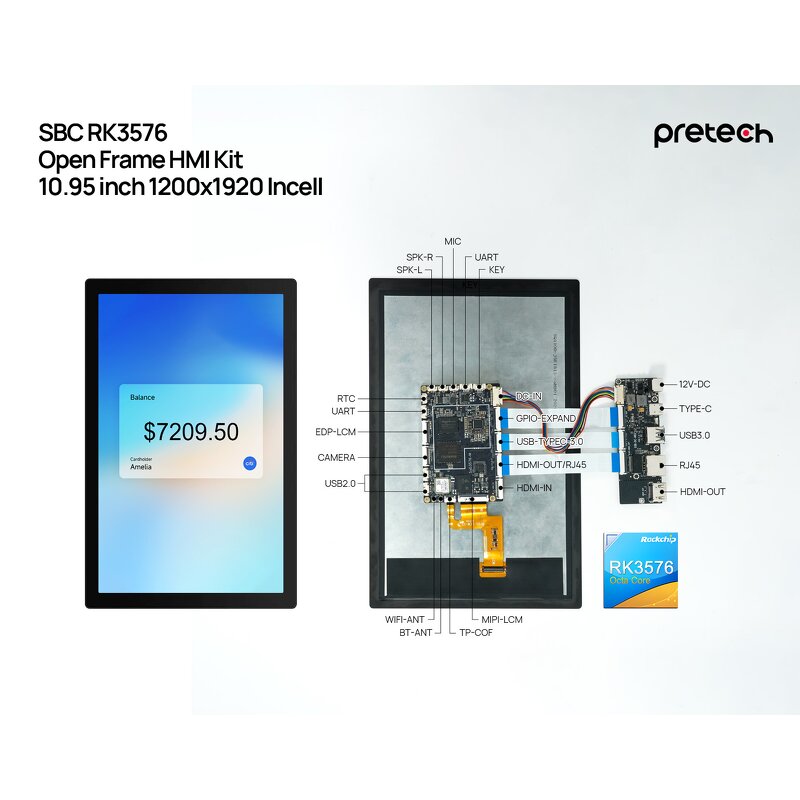 Digital Signage Supplier - OEM RK3576 SBC Open Frame Panel PC Linux HMI Kits