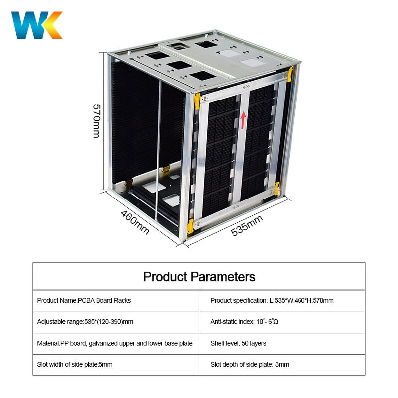 SMT Esd Magazine Rack Supplier - OEM/ODM Adjustable Galvanized Iron 50-Piece Capacity Gear