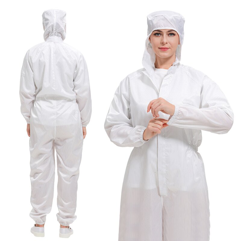 ESD Coveralls with Hood Supplier - OEM/ODM Anti-Static Stripe Cleanroom Safety Clothing