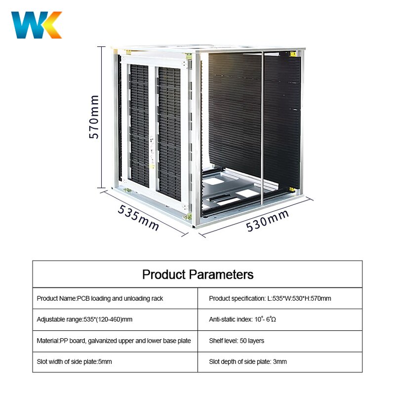 SMT Esd Magazine Rack Supplier - OEM/ODM Adjustable Galvanized Iron 50-Piece Capacity Gear