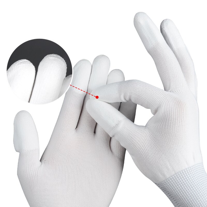 PU Fingertip Coated Gloves Manufacturer - Wholesale White Nylon Knitted Top Fit General