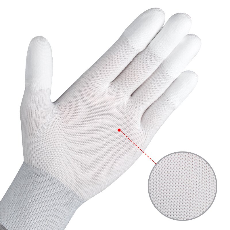 PU Fingertip Coated Gloves Manufacturer - Wholesale White Nylon Knitted Top Fit General