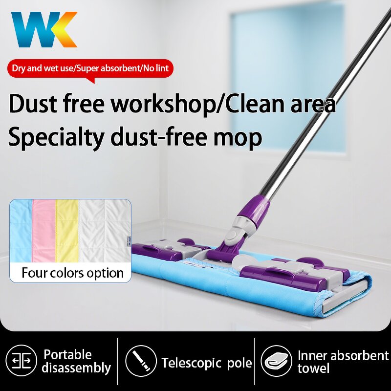 ESD Safe Microfiber Mop Supplier - OEM/ODM Easy Extendable Wet Dry Cleaning Stainless Steel