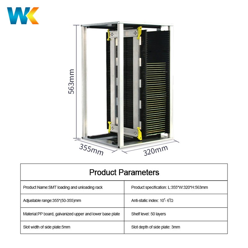 SMT Esd Magazine Rack Supplier - OEM/ODM Adjustable Galvanized Iron 50-Piece Capacity Gear