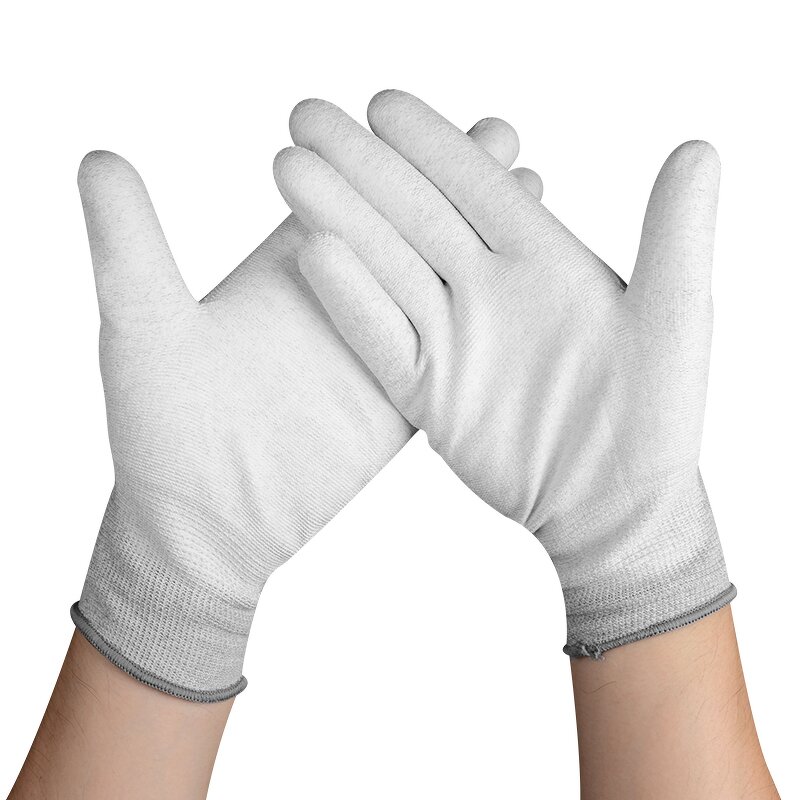 Industrial ESD Gloves Factory - OEM/ODM Pu Coated White Carbon Fiber Nylon Gloves