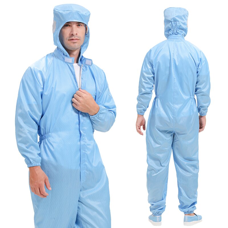 ESD Coveralls with Hood Supplier - OEM/ODM Anti-Static Stripe Cleanroom Safety Clothing