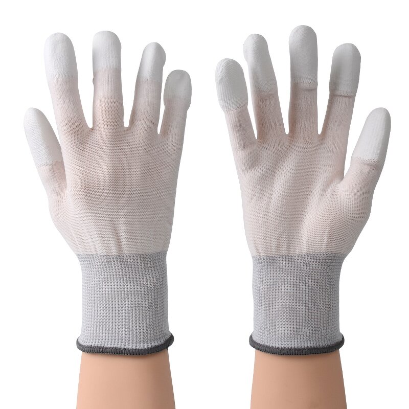 PU Fingertip Coated Gloves Manufacturer - Wholesale White Nylon Knitted Top Fit General