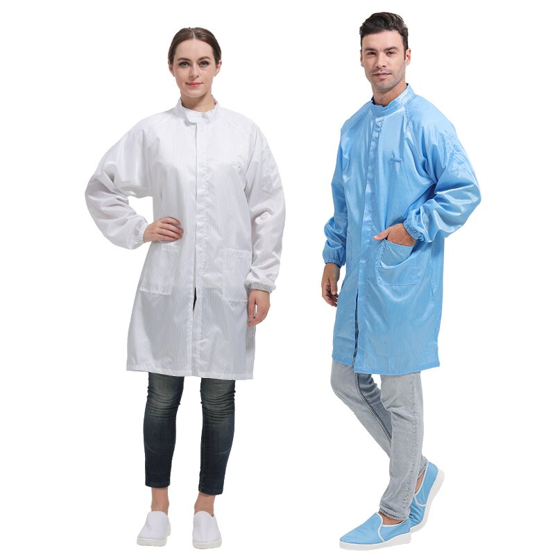 ESD Smock Clothing Factory - OEM/ODM Antistatic Cleanroom Stripe Lab Coat Stand Collar