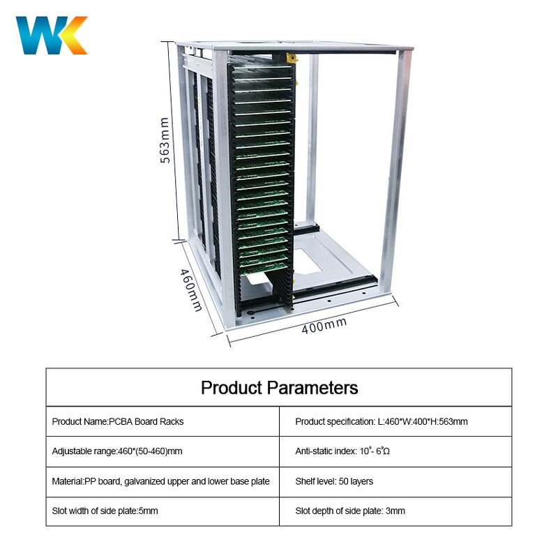 SMT Esd Magazine Rack Supplier - OEM/ODM Adjustable Galvanized Iron 50-Piece Capacity Gear
