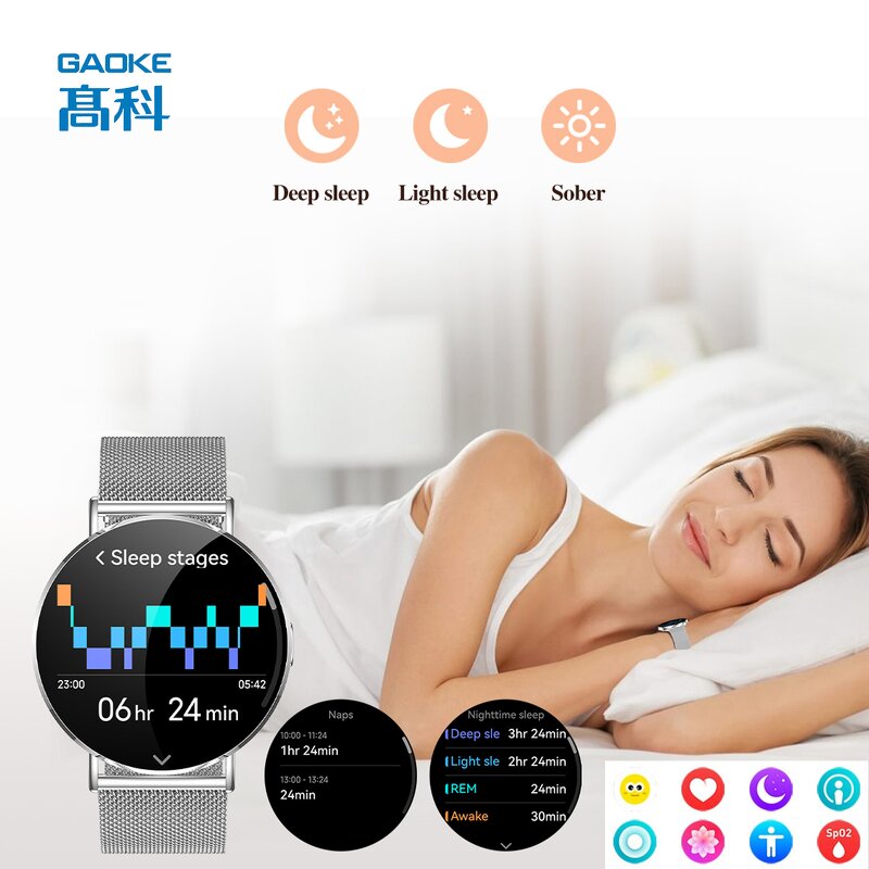 Amoled Gold Smartwatch Supplier - OEM/ODM GAOKE High Quality Round Dial H06 Girls Reloj