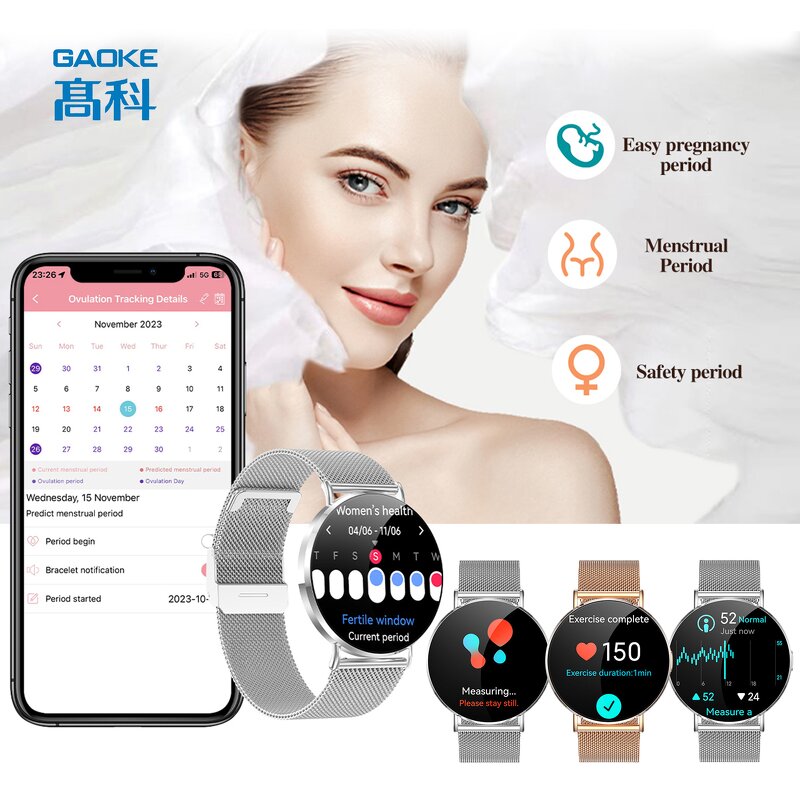 Amoled Gold Smartwatch Supplier - OEM/ODM GAOKE High Quality Round Dial H06 Girls Reloj