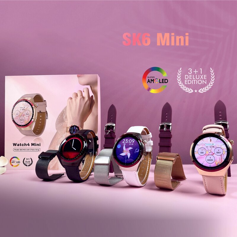 Luxury Smart Watch Set Factory - OEM/ODM GAOKE New Sk6MINI Golden Silicone 3 En 1