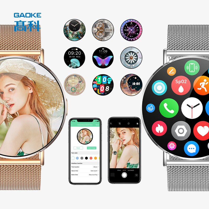 Amoled Gold Smartwatch Supplier - OEM/ODM GAOKE High Quality Round Dial H06 Girls Reloj