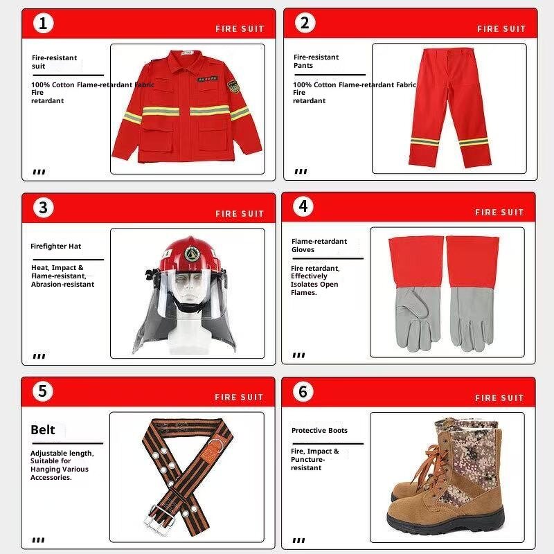 Fireproof Suit Manufacturer - OEM Pure Cotton Forest Flame-retardant Six-piece Set Boots