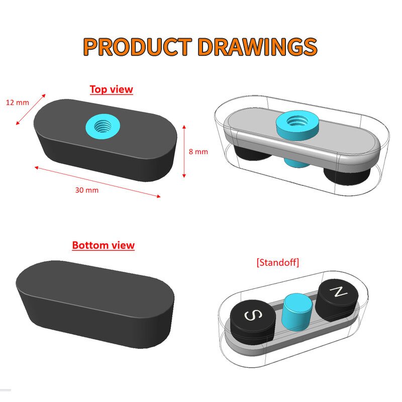 Runway Type Rubber Magnet Factory - Built-in M4 Thread Prevent Scratching